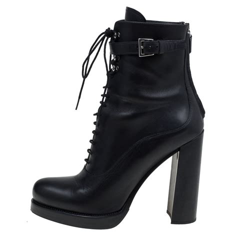 prada boots black tall|Prada block heel combat boots.